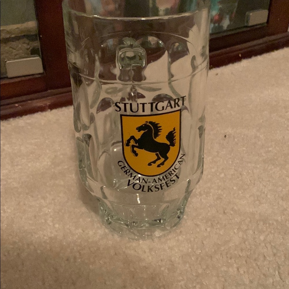 German-American Volksfest Glass Beer Stein - Yellow Crest